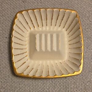 Vintage Haeger Elegant Gold and Cream Decorative Dish